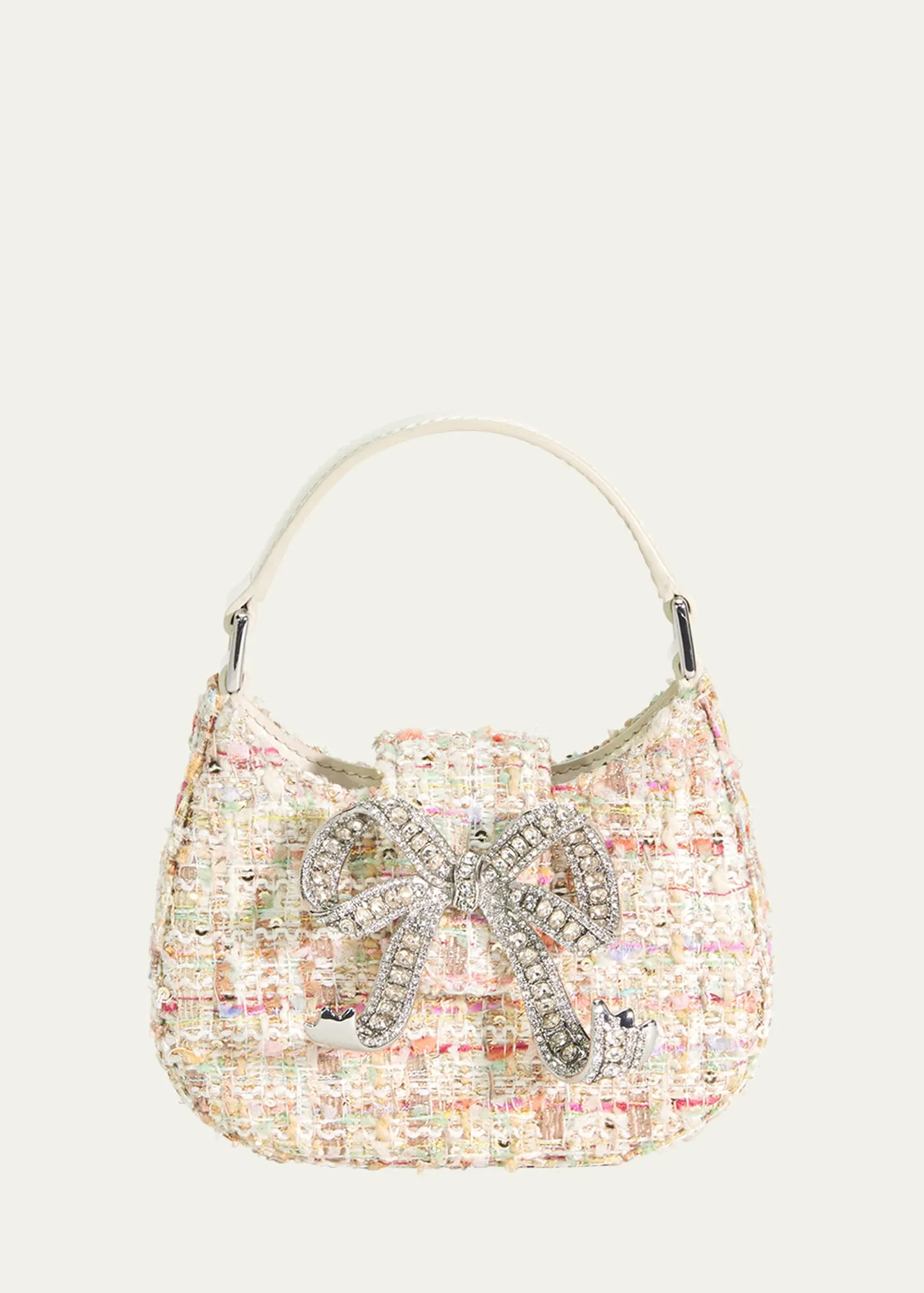 Girl's Boucle Micro Bag W/ Embellished Bow