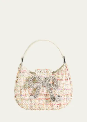 Girl's Boucle Micro Bag W/ Embellished Bow