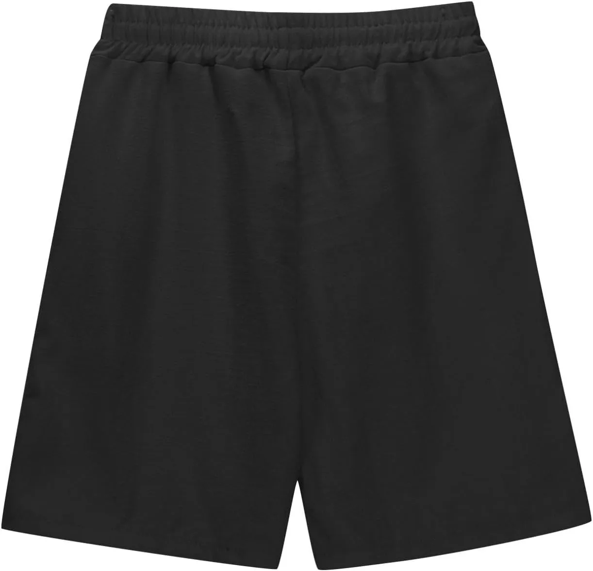 Girls Linen 𝐁ermuda Shorts with Pockets Solid Color Straight Leg Short Pants Fashion Elastic Waist Baggy Shorts