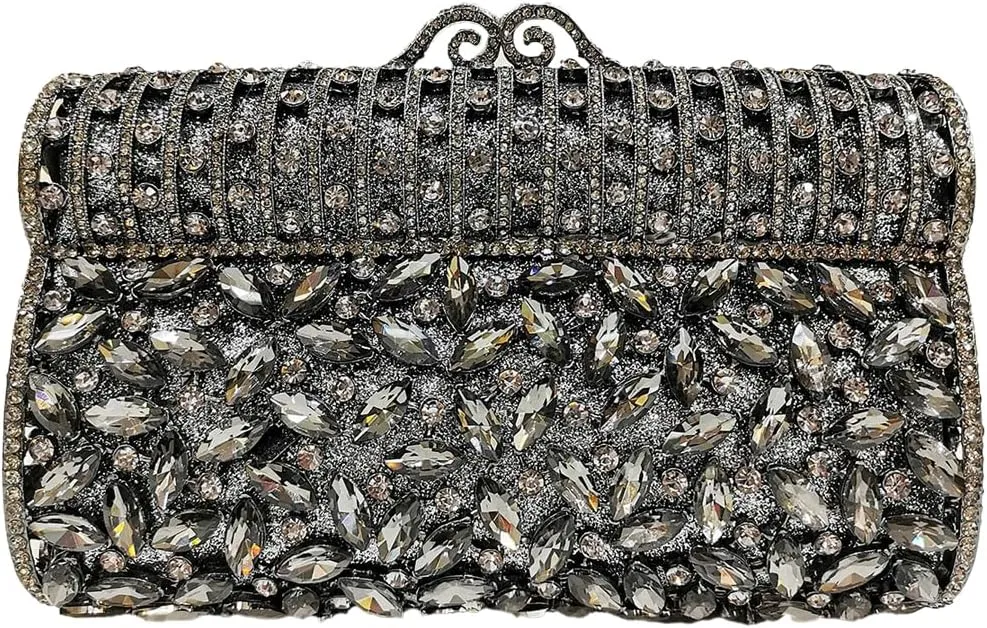 Glitter Women Rhinestone Clutch Box Crystal Evening Bag Elegant Shoulder Purse for Wedding Party Prom