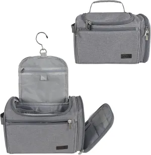 Gloppie Hanging Toiletry Bag for Men Travel Organizer Water-resistant Travel Size Toiletries Makeup Organizer Shower Dopp Kit Shaving Bag Grey