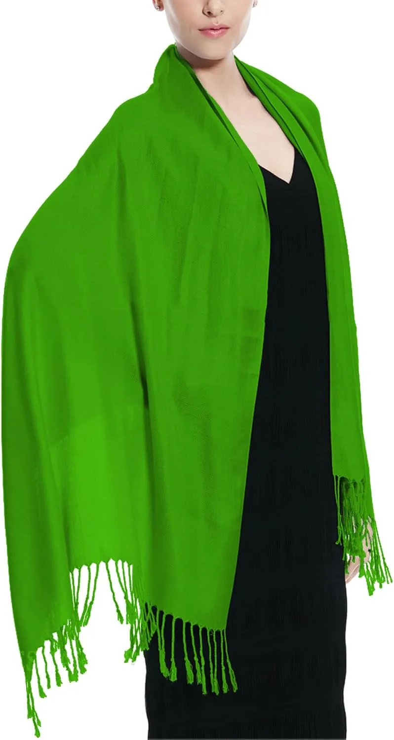 Glory Max Women Large Soft Silky Pashmina Shawl Wrap Scarf in Plain Solid Colors