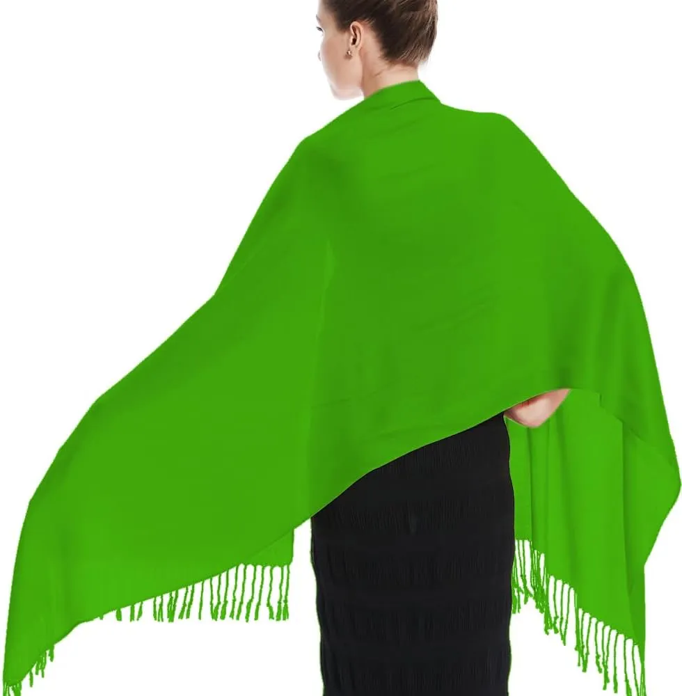 Glory Max Women Large Soft Silky Pashmina Shawl Wrap Scarf in Plain Solid Colors