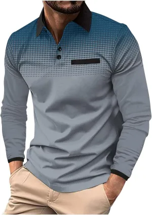 Golf Shirts for Men Fashion Long Sleeve Quarter Button Pullover Tops Causal Stylish Work Lightweight Polo T-Shirts