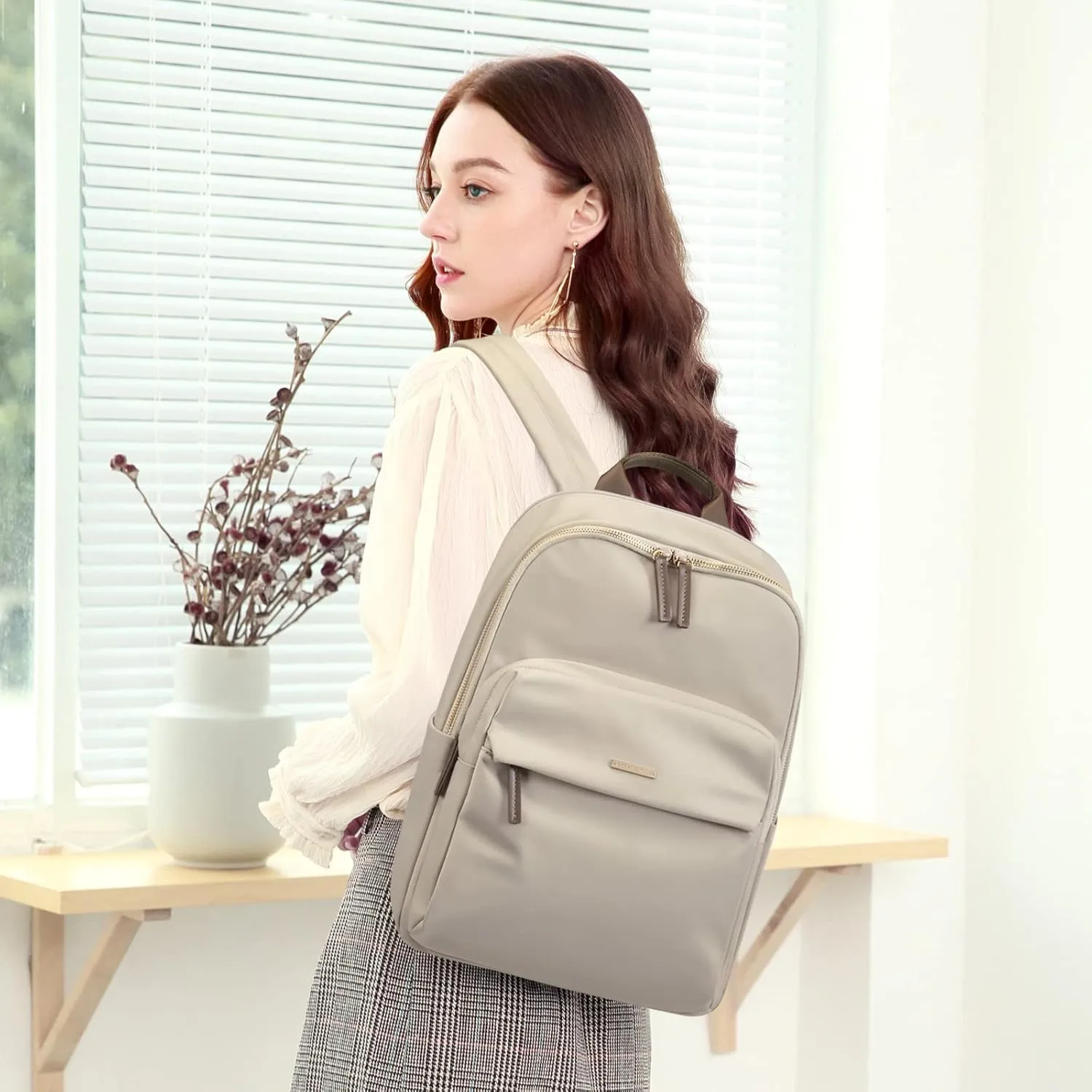 GOLF SUPAGS Laptop Backpack for Women Fits 16 Inch Notebook Casual Daypack Purse Work Travel College Bag (Apricot)