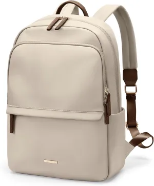 GOLF SUPAGS Laptop Backpack for Women Slim Computer Bag Work Travel College Backpack Purse Fits 15.6 Inch Notebook (Apricot)