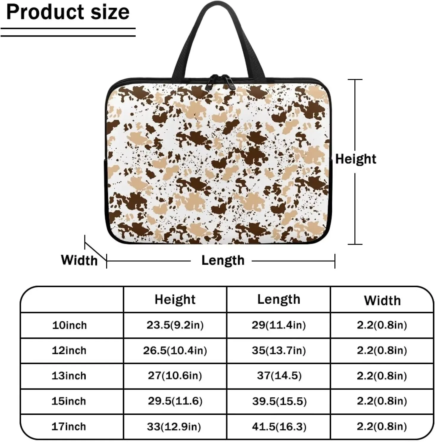 Gomyblomy Brown Cow Print Universal Laptop Bag, Fashionable Large Capacity Computer Handbag, Professional Business Work Briefcase, Suitable for 15 Inch Laptop