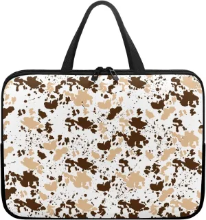 Gomyblomy Brown Cow Print Universal Laptop Bag, Fashionable Large Capacity Computer Handbag, Professional Business Work Briefcase, Suitable for 15 Inch Laptop