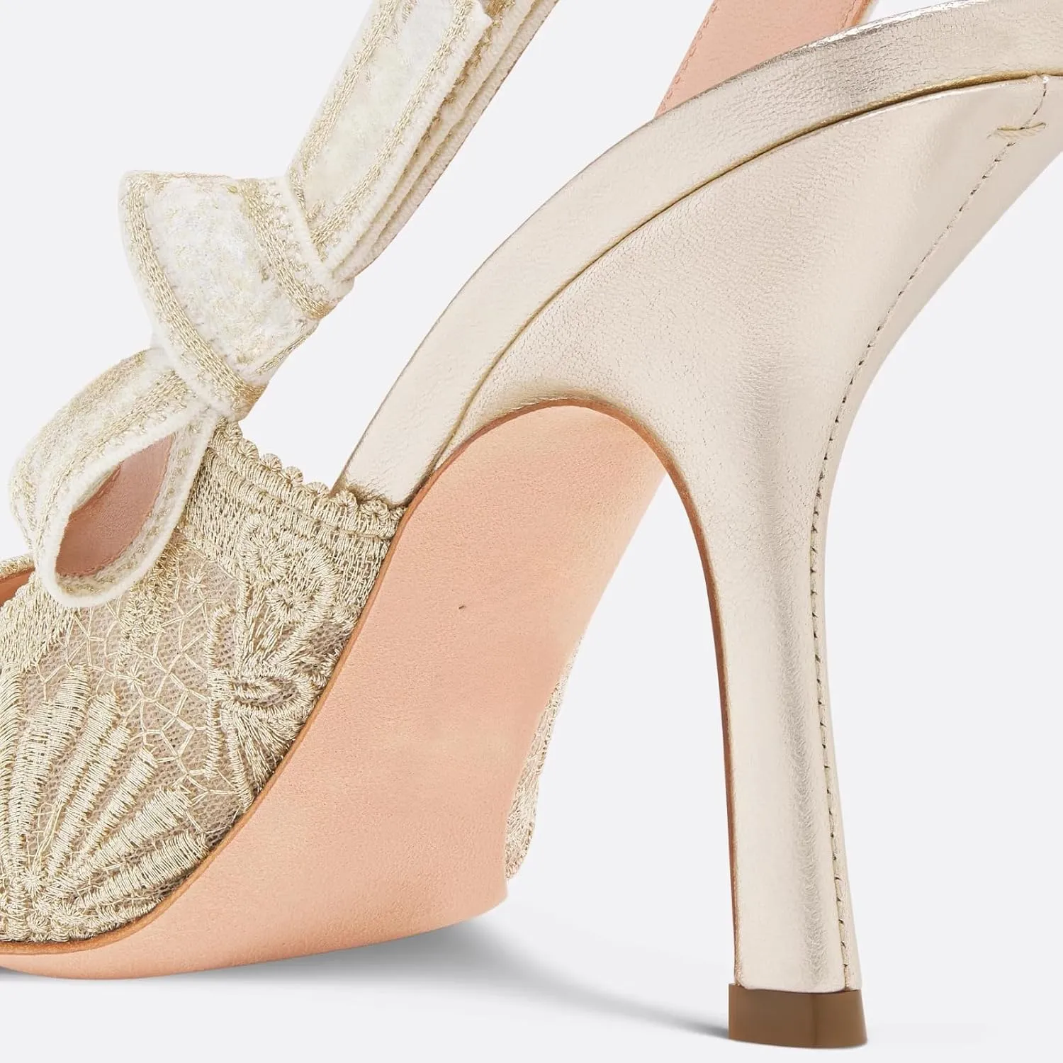 Goolita Pointed Closed Toe Pearl Slingback Heels for Women, Mesh Bow Evening Pump Stiletto High Heels Backless Party Bridal Shoes for Wedding