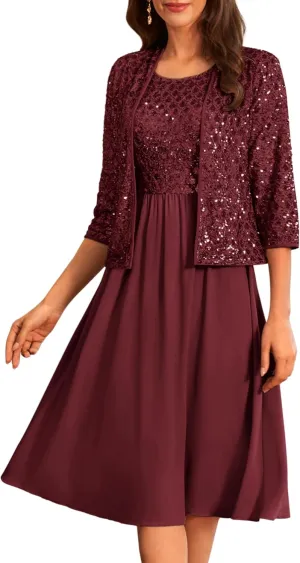 GRACE KARIN 2025 Mother of The Bride Dresses Wedding Guest Party Dress Two Piece Dress