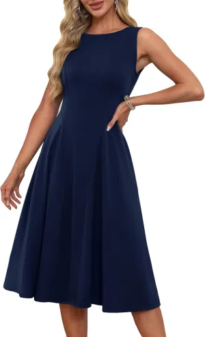 GRACE KARIN Women's Sleeveless Cocktail Party Dress 2025 Wedding Guest Vintage A Line Midi Dresses with Pockets