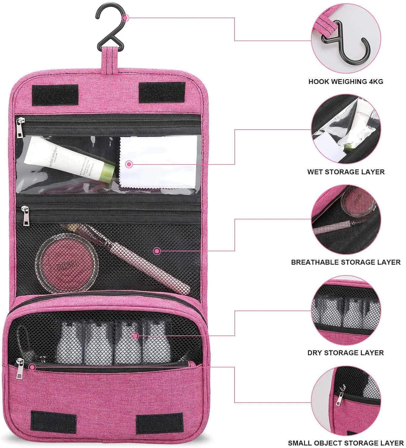 Grasshopper on Grass Travel Toiletry Bag for Women,Hanging Toiletry Organizer with Hook, Makeup Bag Travel Organizer for Shampoo,Toiletriesl