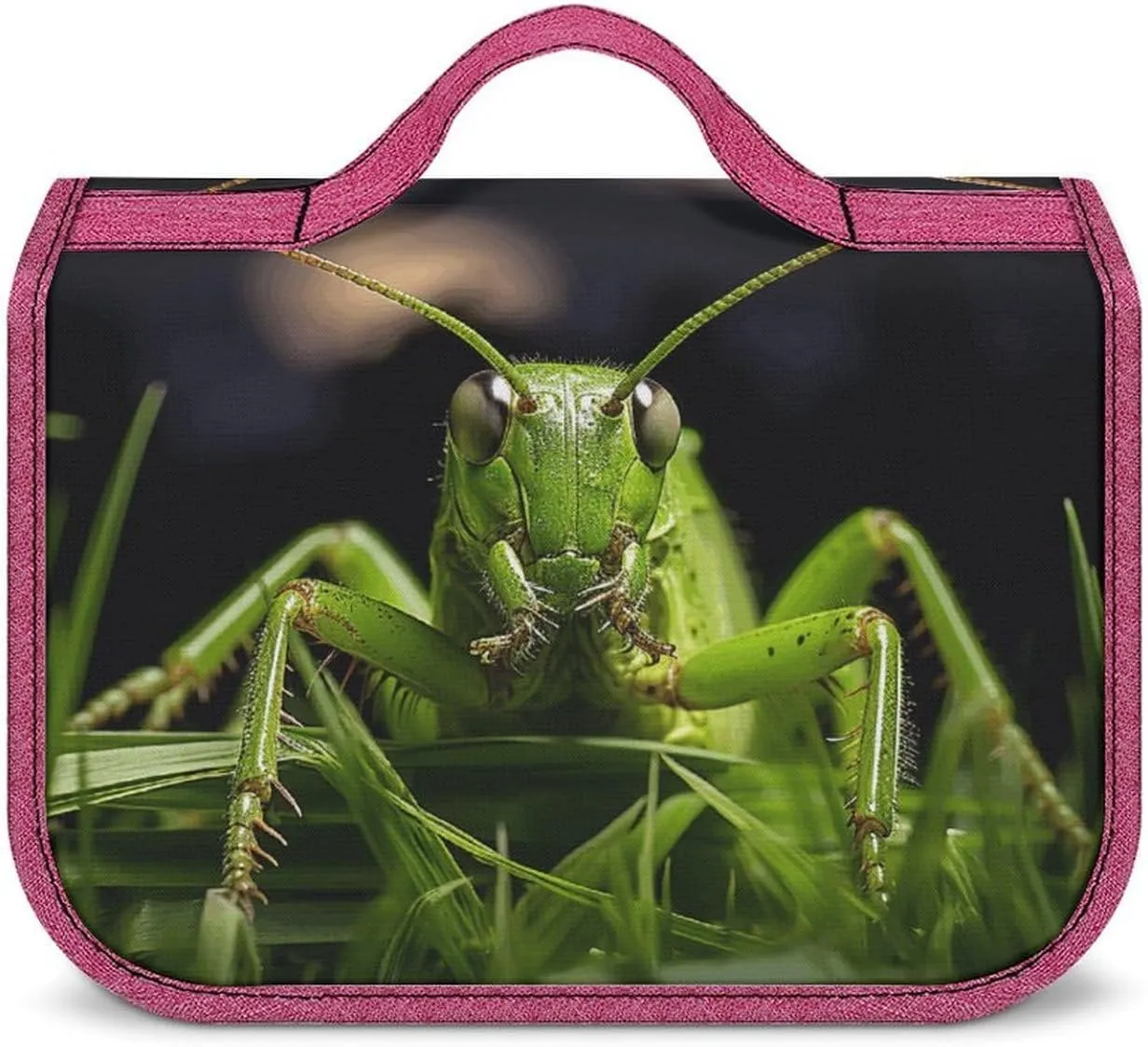 Grasshopper on Grass Travel Toiletry Bag for Women,Hanging Toiletry Organizer with Hook, Makeup Bag Travel Organizer for Shampoo,Toiletriesl