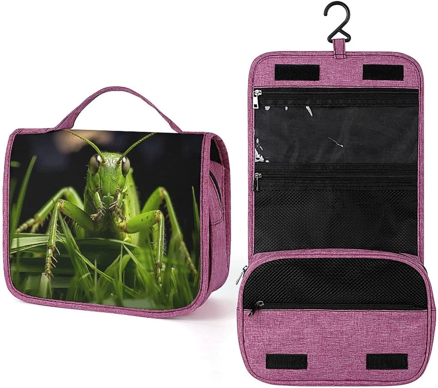 Grasshopper on Grass Travel Toiletry Bag for Women,Hanging Toiletry Organizer with Hook, Makeup Bag Travel Organizer for Shampoo,Toiletriesl