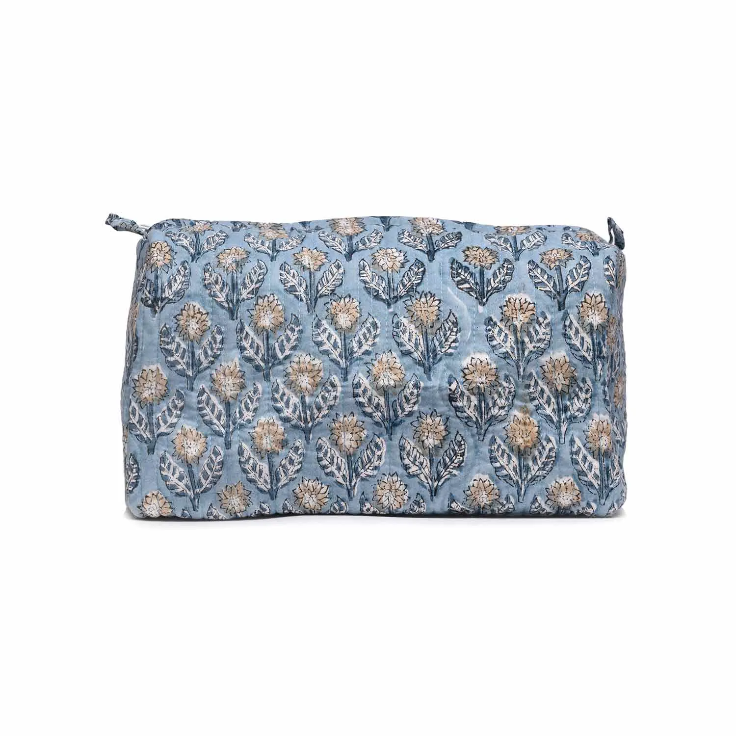 GREY FLOWER BUTTA QUILTED TOILETRY POUCH