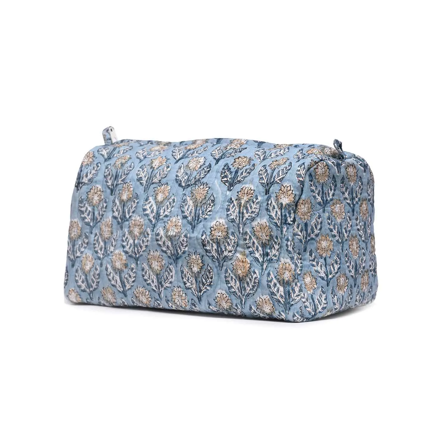 GREY FLOWER BUTTA QUILTED TOILETRY POUCH