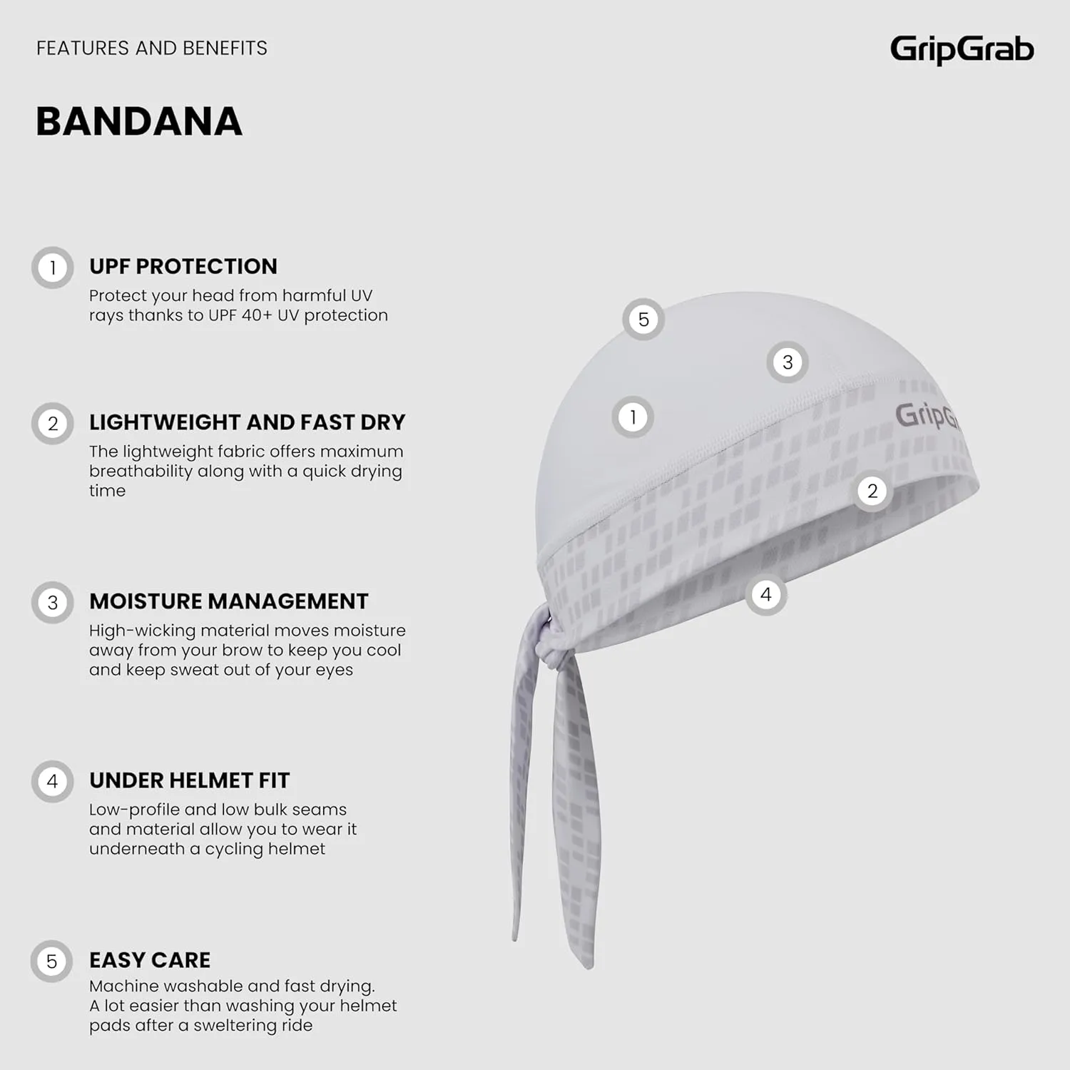 GripGrab Bandana UV-Protection Summer Under-Helmet Cycling Headscarf Headwrap Headwear Breathable 8 Colours Sweatband