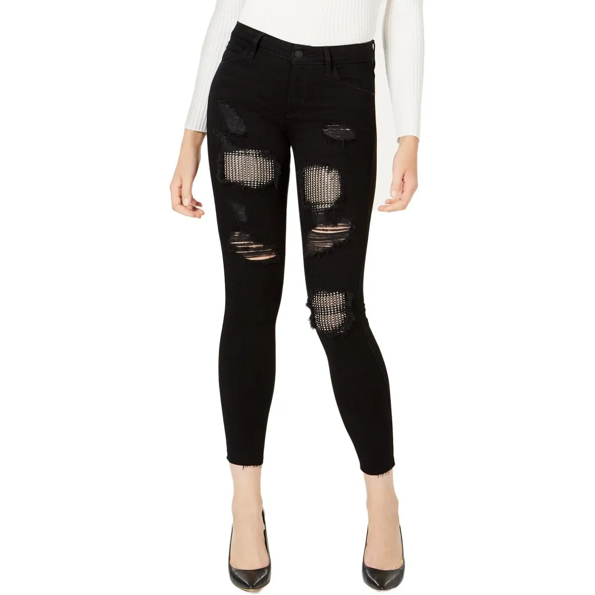 Guess Womens Denim Embellished Ankle Jeans