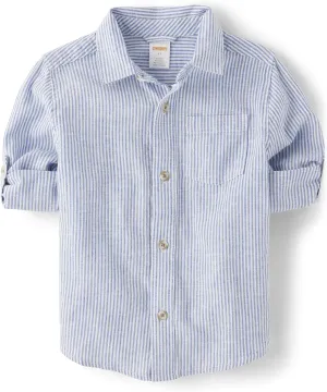 Gymboree Boys' and Toddler Long Sleeve Linen Button Up Shirt