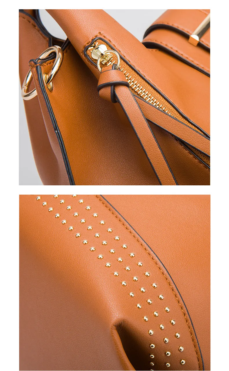 H1753 - Retro 4Pc Women's Rivet Handbag Set