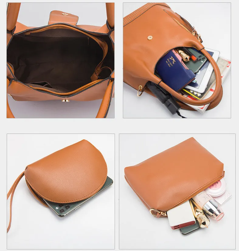 H1753 - Retro 4Pc Women's Rivet Handbag Set