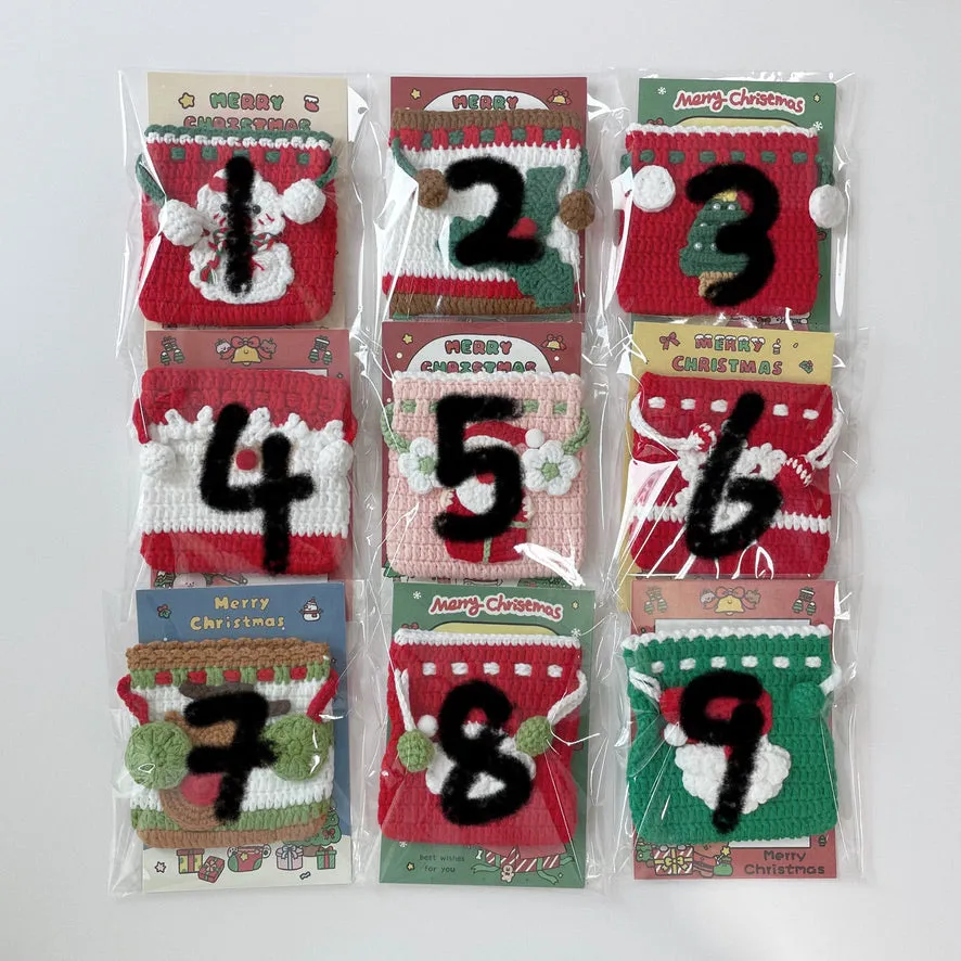 handicroft crochet christmas drawstring pouch *ੈ✩‧₊˚🎅🏻🎄🦌