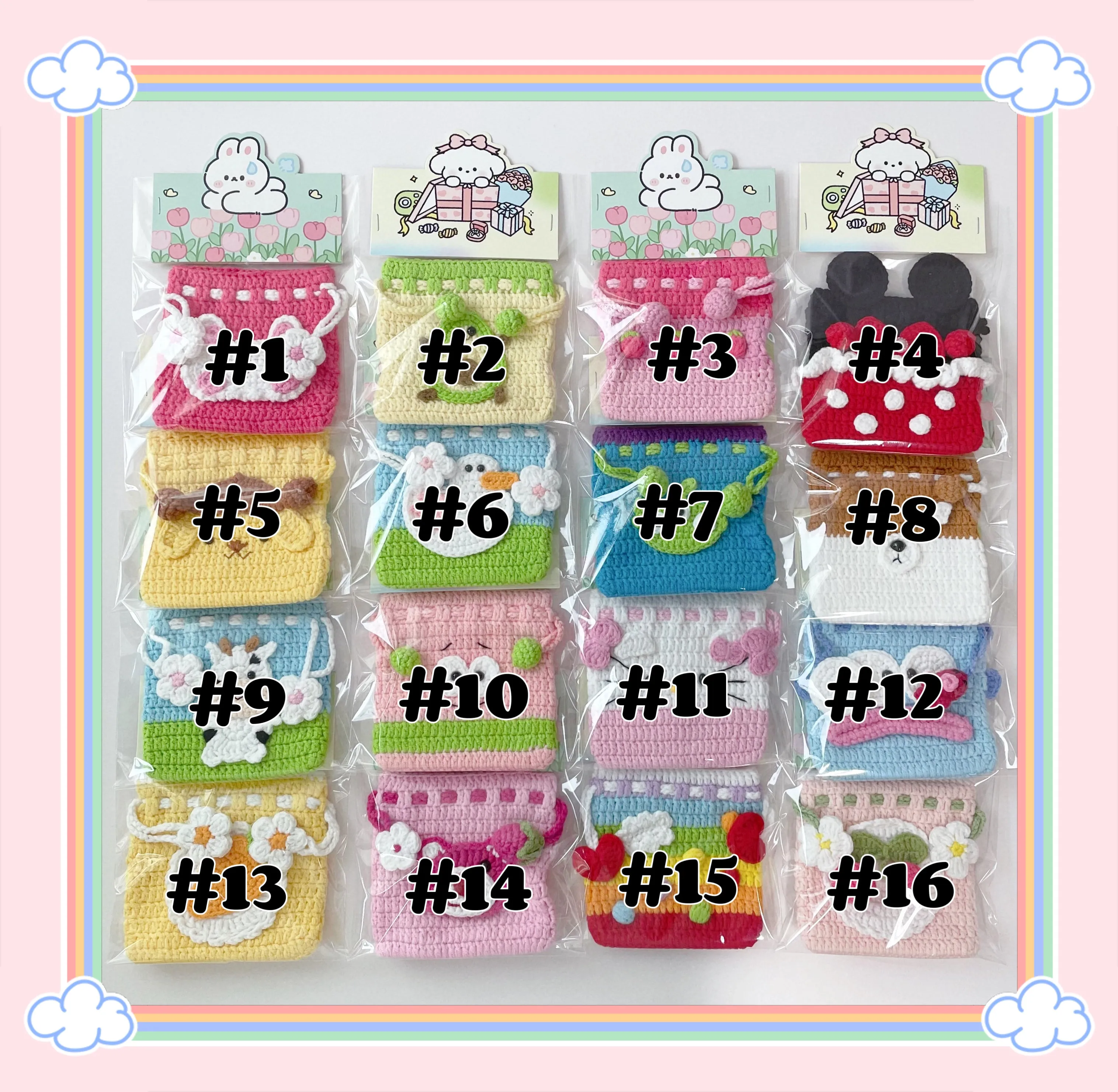 handicroft crochet drawstring pouch 🎀🧸🌷🍭