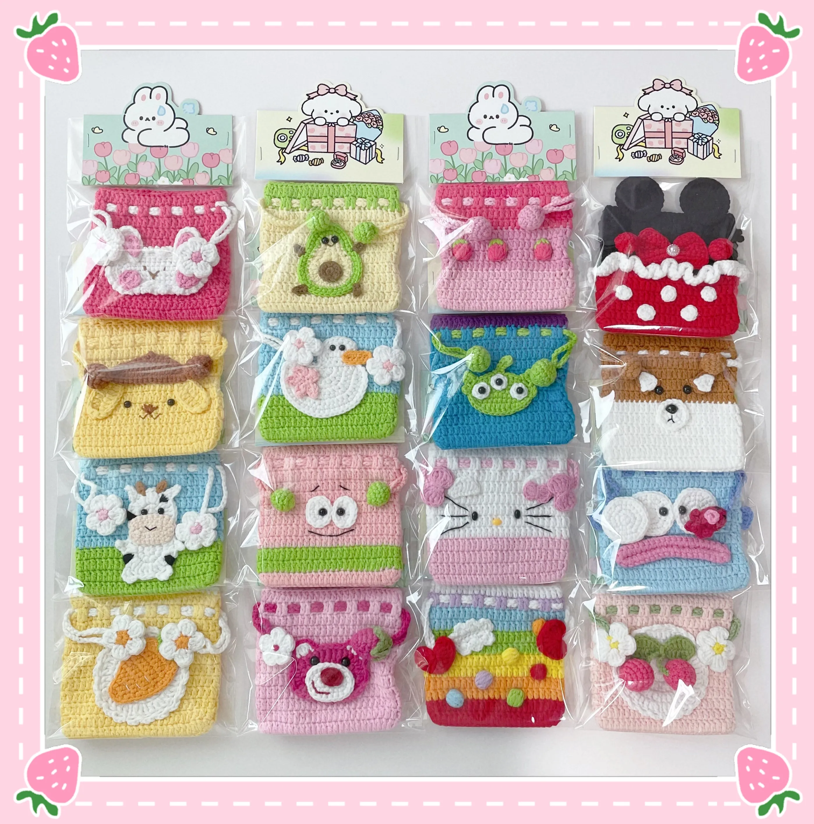 handicroft crochet drawstring pouch 🎀🧸🌷🍭