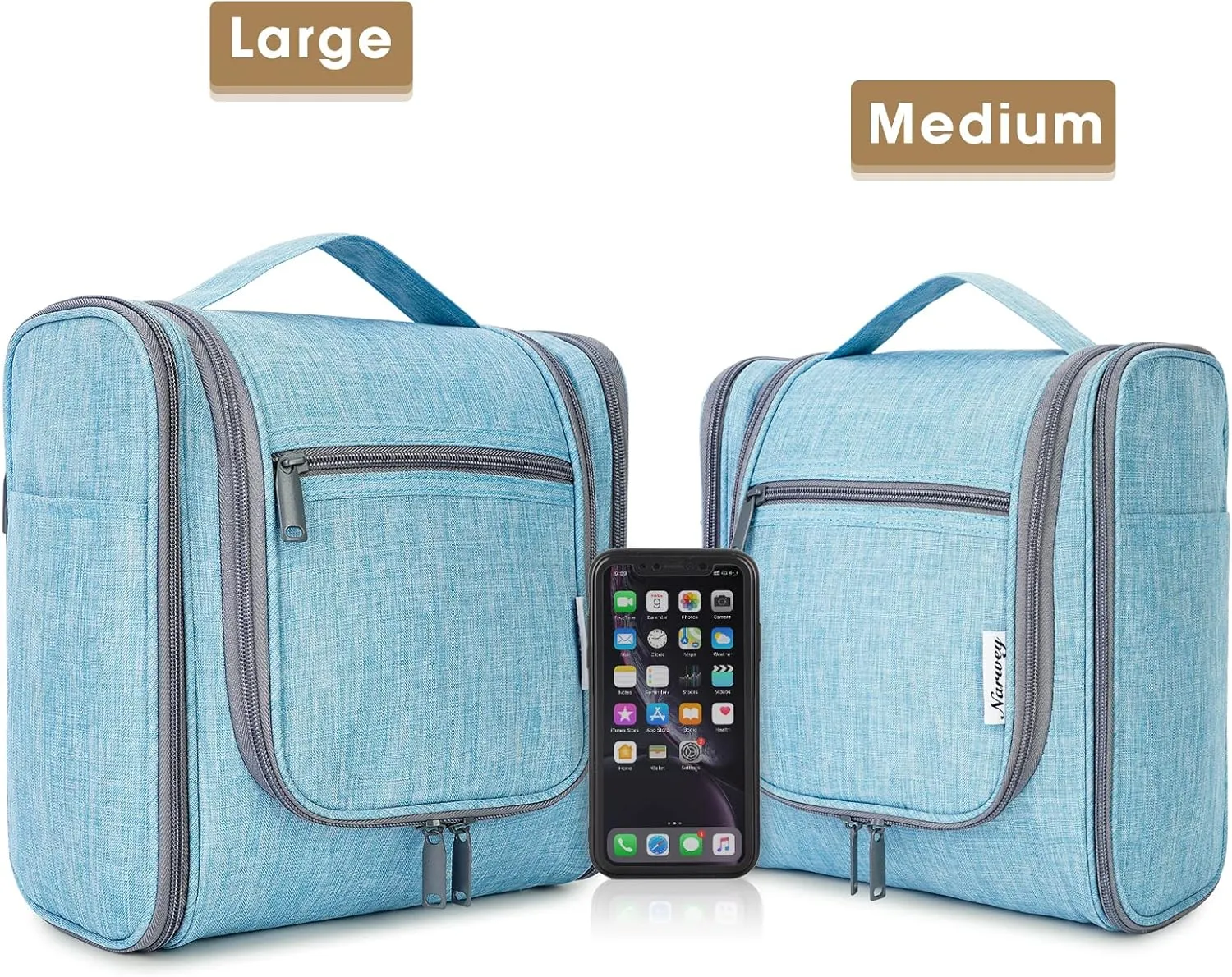 Hanging Toiletry Bag for Women Travel Makeup Bag Organizer Toiletries Bag Men for Cosmetics Essentials Accessories (Large, Sky Blue)
