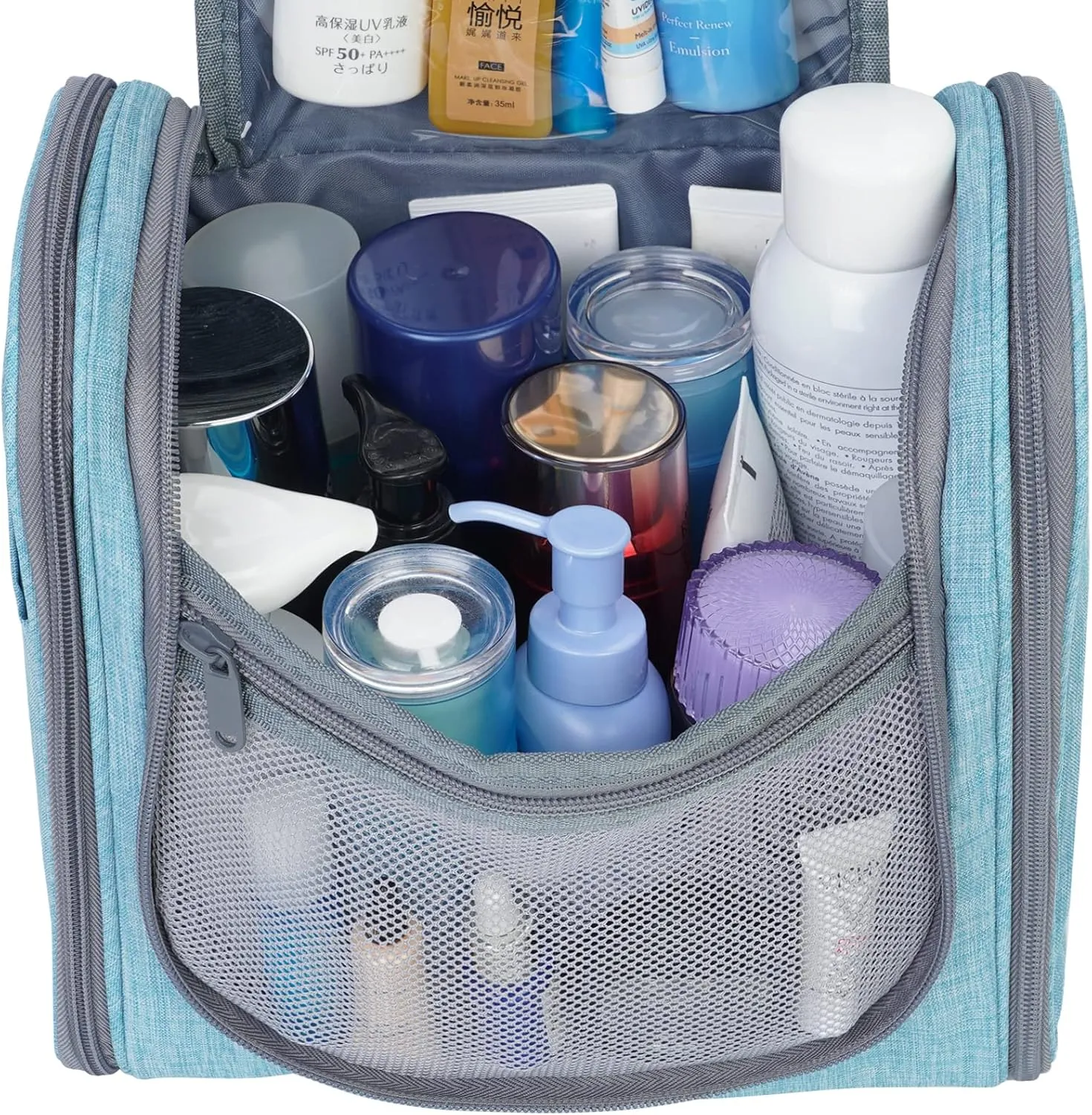 Hanging Toiletry Bag for Women Travel Makeup Bag Organizer Toiletries Bag Men for Cosmetics Essentials Accessories (Large, Sky Blue)