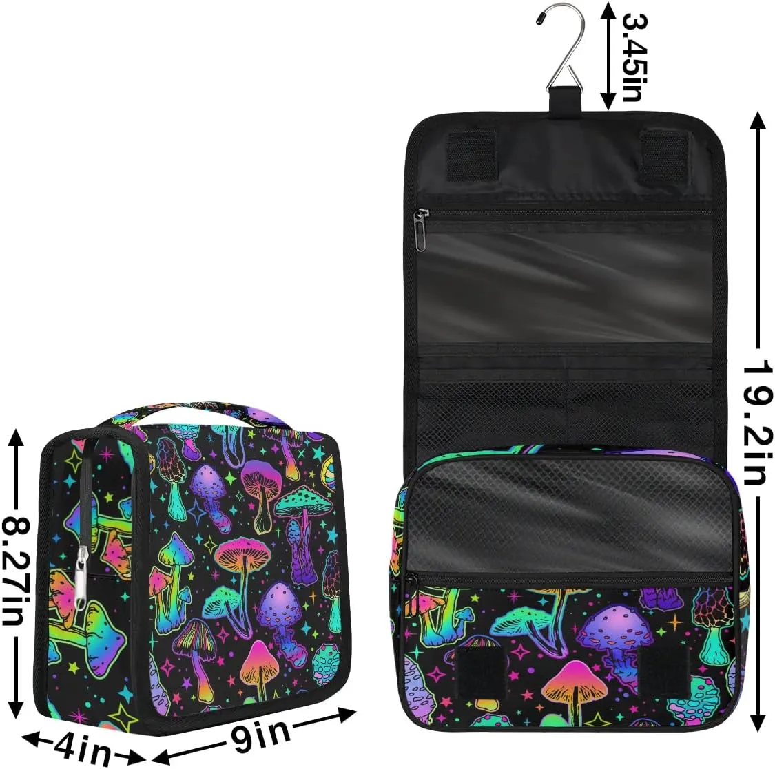 Hanging Toiletry Bag Mushroom Women Travel Makeup Bag Organizer Toiletries Bag for Travel Size Essentials Accessories Cosmetics