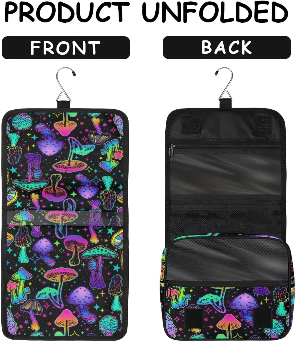 Hanging Toiletry Bag Mushroom Women Travel Makeup Bag Organizer Toiletries Bag for Travel Size Essentials Accessories Cosmetics