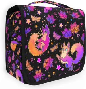 Hanging Toiletry Bag Purple Psychedelic Wind Also Fox Makeup Bag Travel bag for Toiletries Portable Toiletry Organizer Bags Toiletry Bag for Women Men, Travel-Essentials Toiletry Bag