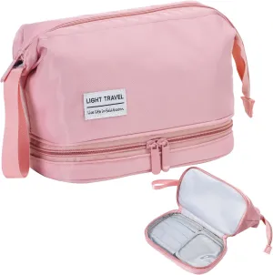 Hanging Travel Toiletry Bag for Women,Makeup Bag,Waterproof,Dry Wet Separation,Large Capacity, 8.66 x 4.92 x 6.5 In,Suitable for Accessoriestravel Toiletry Organizer (Woman, Pink)