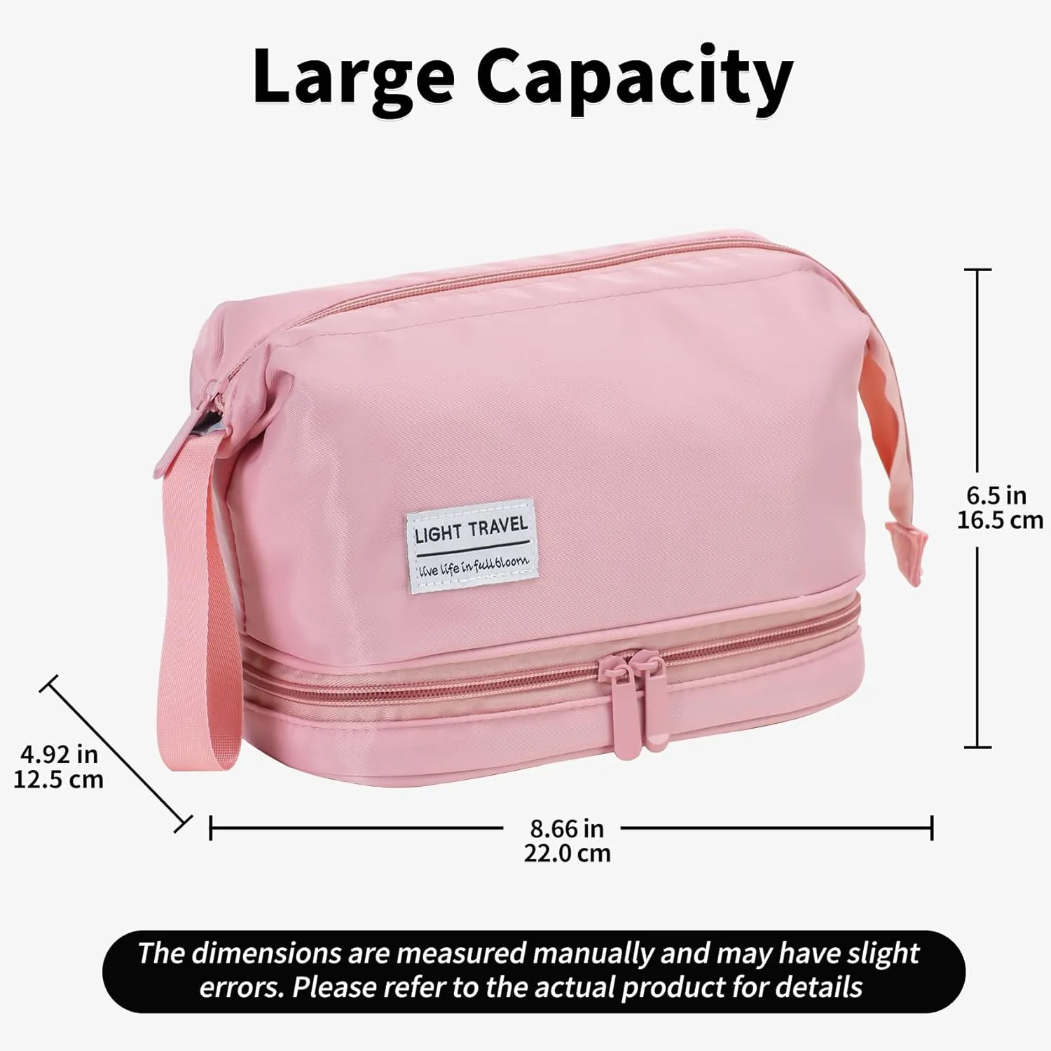 Hanging Travel Toiletry Bag for Women,Makeup Bag,Waterproof,Dry Wet Separation,Large Capacity, 8.66 x 4.92 x 6.5 In,Suitable for Accessoriestravel Toiletry Organizer (Woman, Pink)