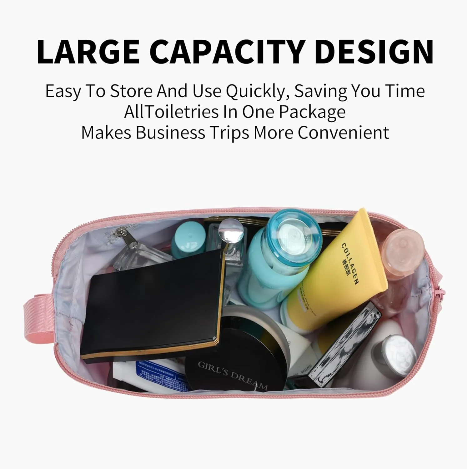 Hanging Travel Toiletry Bag for Women,Makeup Bag,Waterproof,Dry Wet Separation,Large Capacity, 8.66 x 4.92 x 6.5 In,Suitable for Accessoriestravel Toiletry Organizer (Woman, Pink)