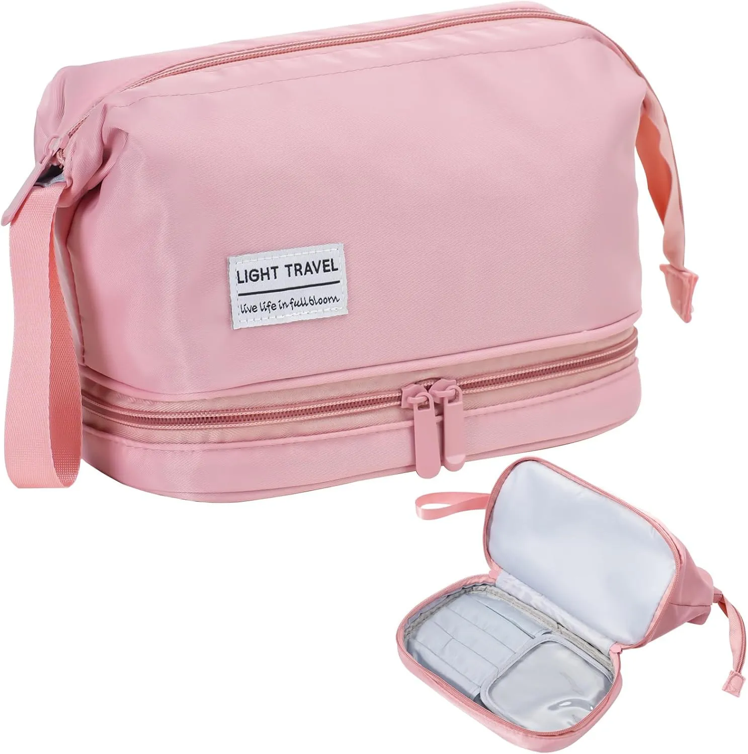 Hanging Travel Toiletry Bag for Women,Makeup Bag,Waterproof,Dry Wet Separation,Large Capacity, 8.66 x 4.92 x 6.5 In,Suitable for Accessoriestravel Toiletry Organizer (Woman, Pink)