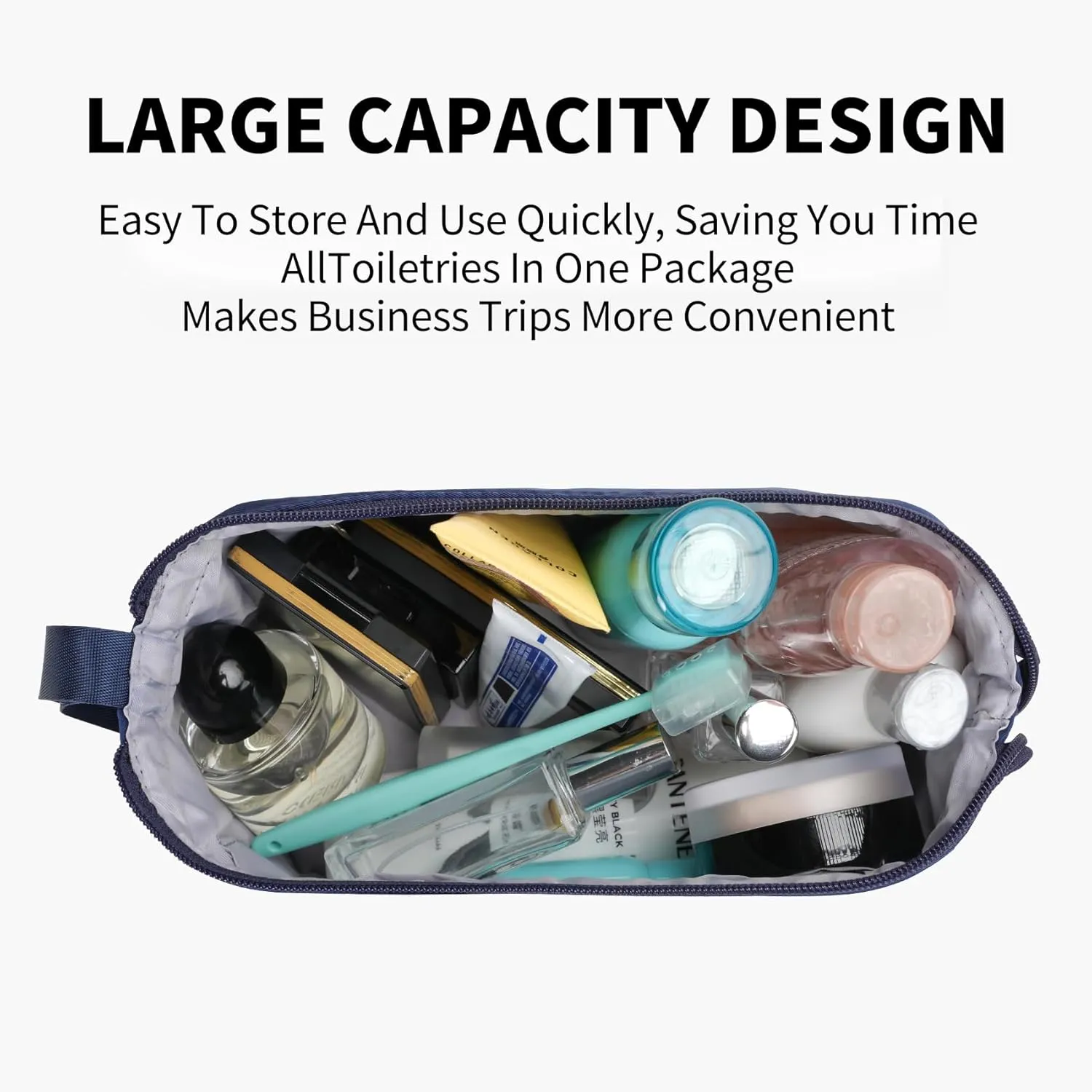 Hanging Travel Toiletry Bag for Women,Makeup Bag,Waterproof,Dry Wet Separation,Large Capacity, 8.66 x 4.92 x 6.5 In,Suitable for Accessoriestravel Toiletry Organizer(Woman, Navy Blue)
