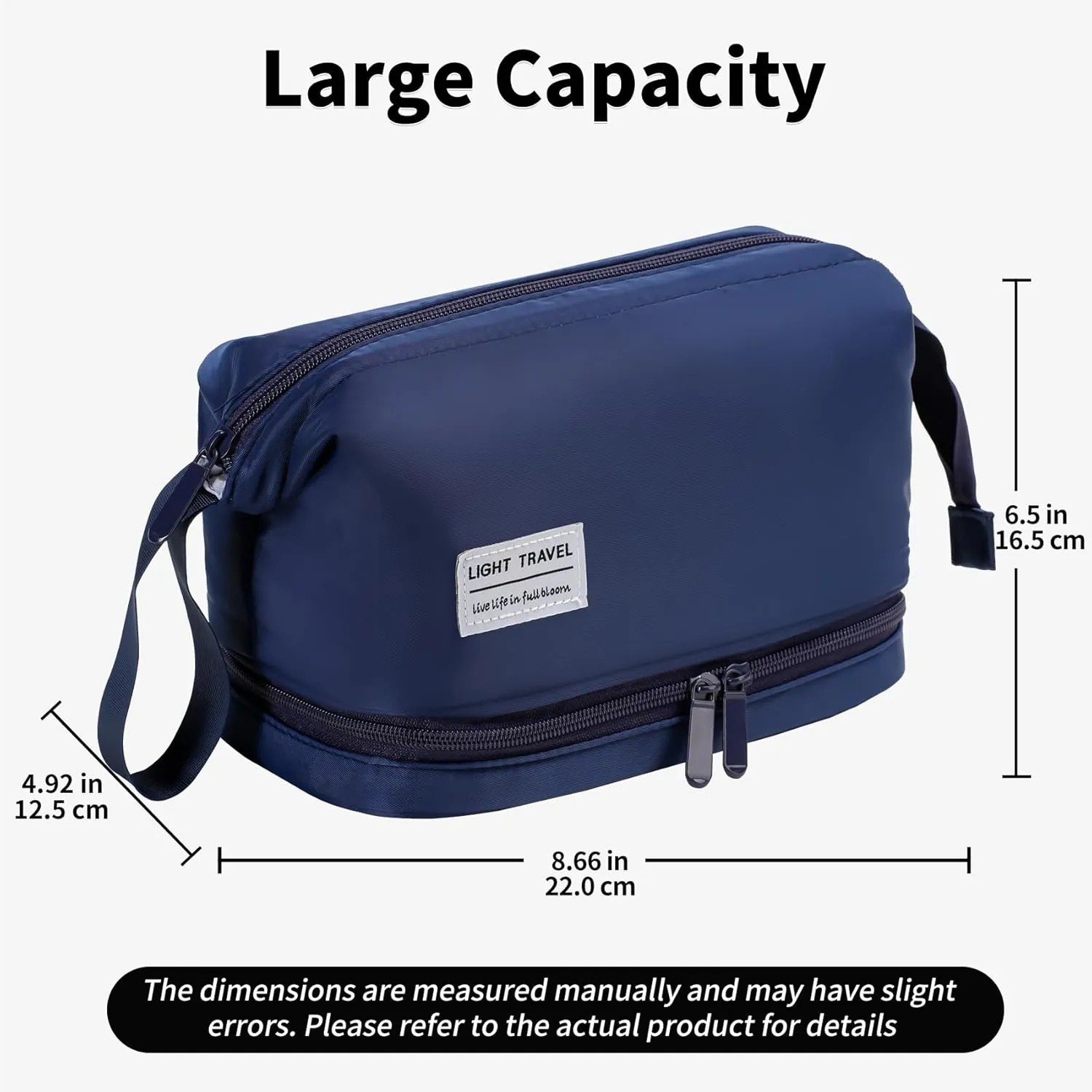 Hanging Travel Toiletry Bag for Women,Makeup Bag,Waterproof,Dry Wet Separation,Large Capacity, 8.66 x 4.92 x 6.5 In,Suitable for Accessoriestravel Toiletry Organizer(Woman, Navy Blue)