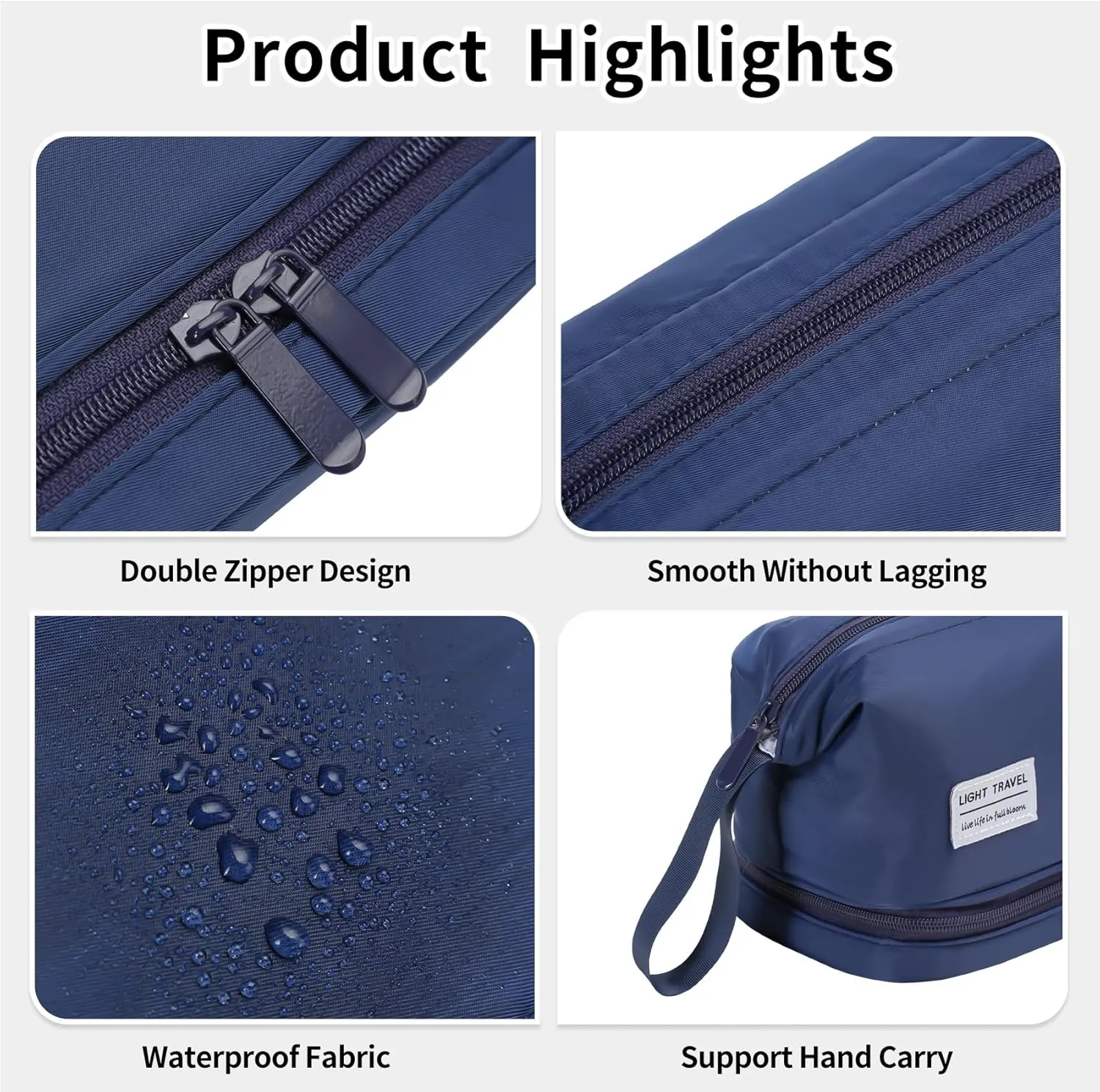 Hanging Travel Toiletry Bag for Women,Makeup Bag,Waterproof,Dry Wet Separation,Large Capacity, 8.66 x 4.92 x 6.5 In,Suitable for Accessoriestravel Toiletry Organizer(Woman, Navy Blue)