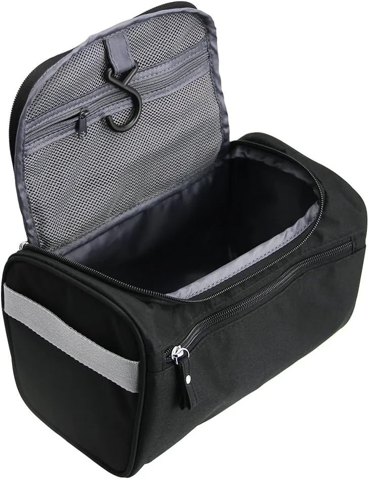 Hanging Travel Toiletry Bag Organizer & Bathroom Hygiene Dopp Kit with Hook for Traveling Accessories Toiletries Bathroom Shaving & Makeup for Men and Woman - Black