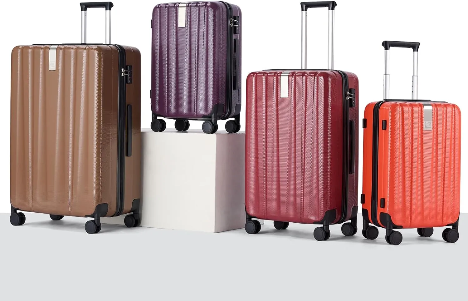Hanke 29 Inch Luggage Suitcases With Spinner Wheels Lightweight PC hardside Rolling Suitcase With Travel Lock, Checked-Large 29-Inch Christmas Gifts for Birthday （Burgundy）