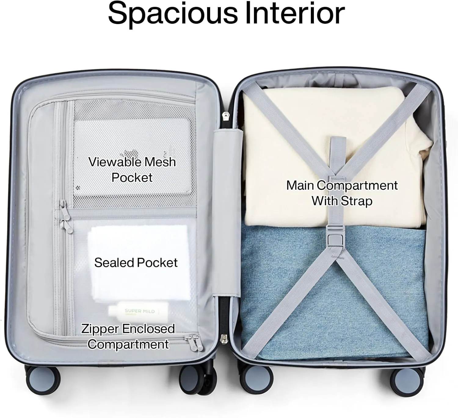 Hanke Hard Shell Luggage Sets 2 Pieces, 20/28 Inch Carry On Luggage with Wheels Lighweight Extra Large Luggage for Travel Checked Suitcase(Grey)