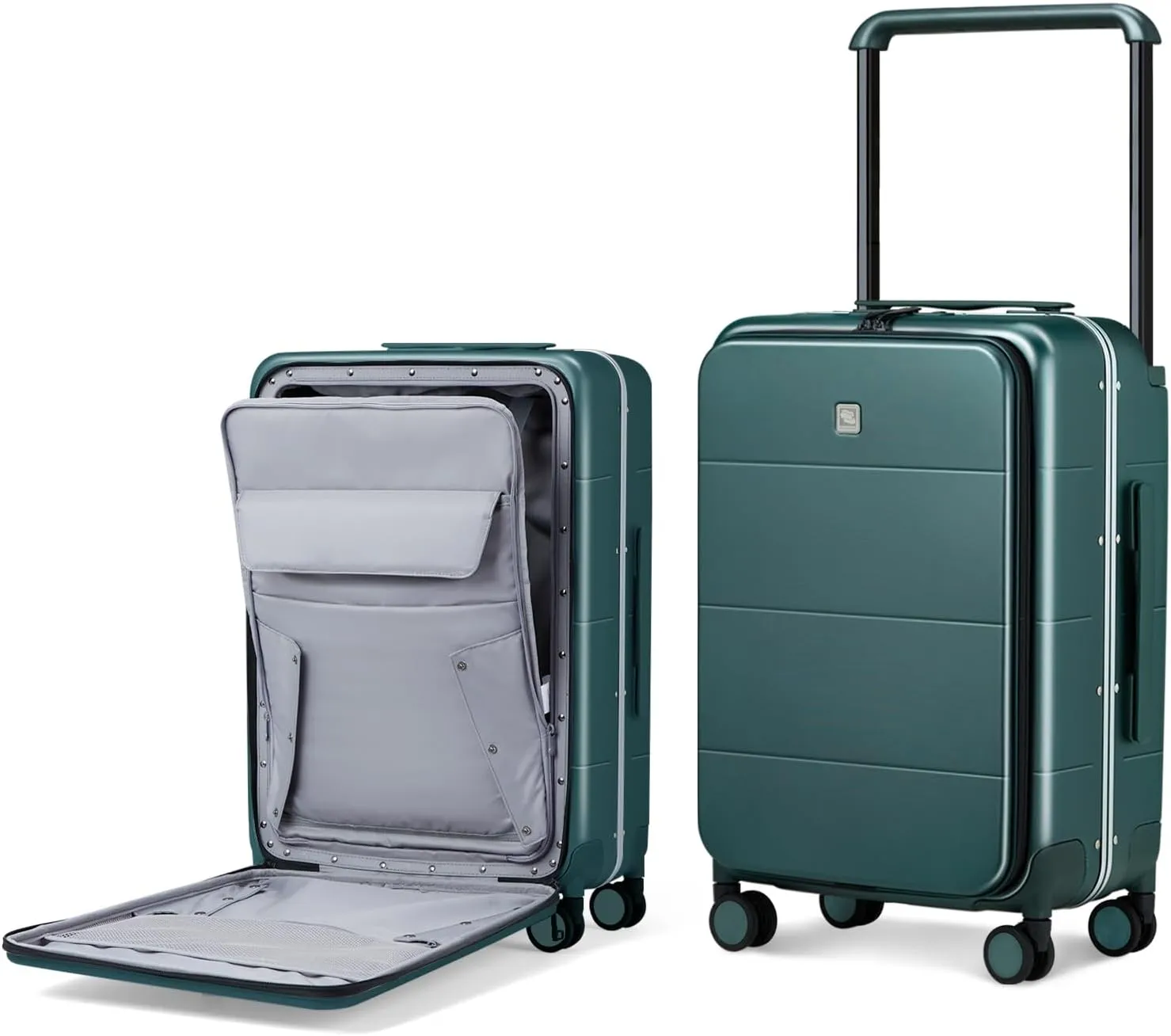 Hanke Luggage Hard Shell Suitcases 24 Inch Checked-Medium Luggage with Spinner Wheels TSA Approved Travel Luggage Wide Handle for Men Women(Blackish Green)