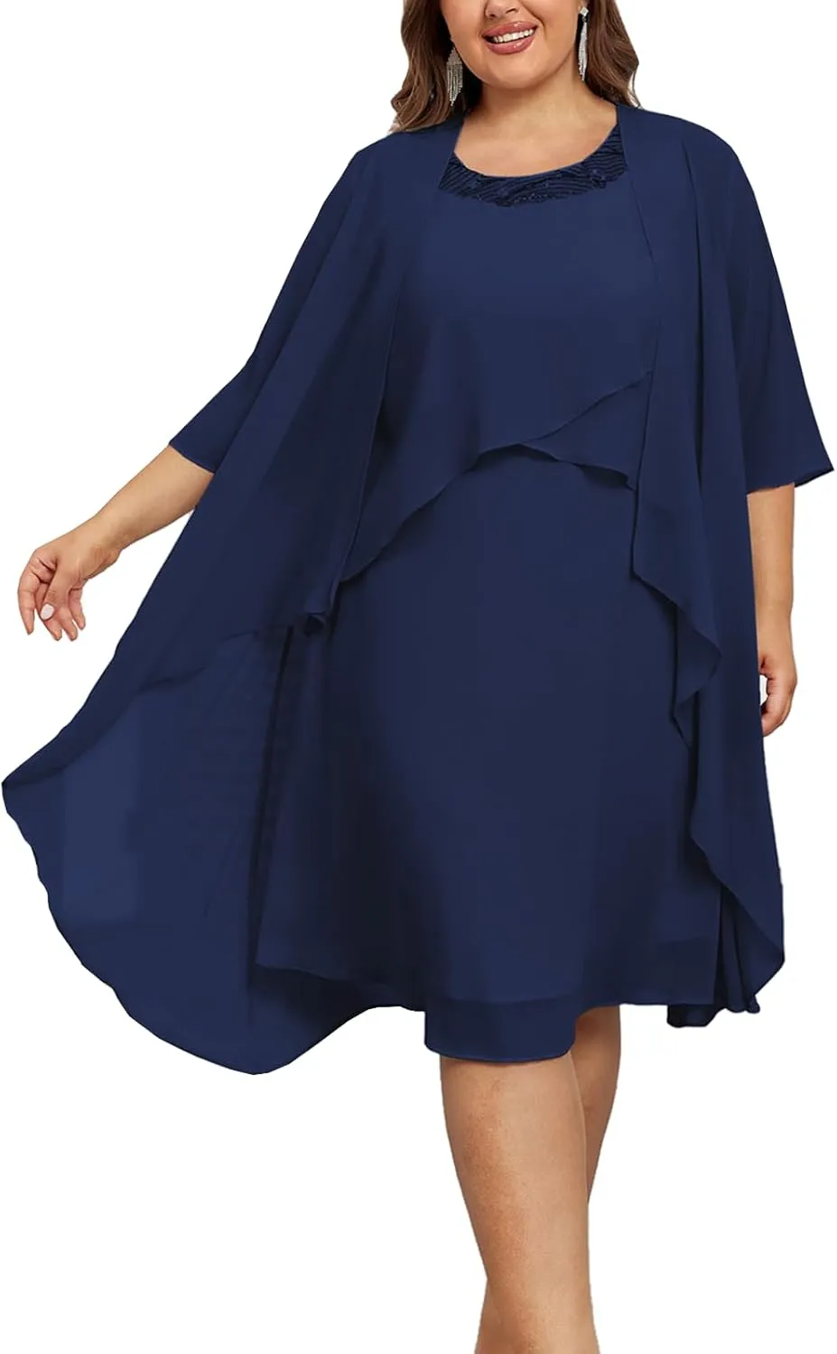Hanna Nikole Womens Plus Size Dress with Jacket 2 Piece Wedding Guest Dresses Flowy Mother of The Bride Dress
