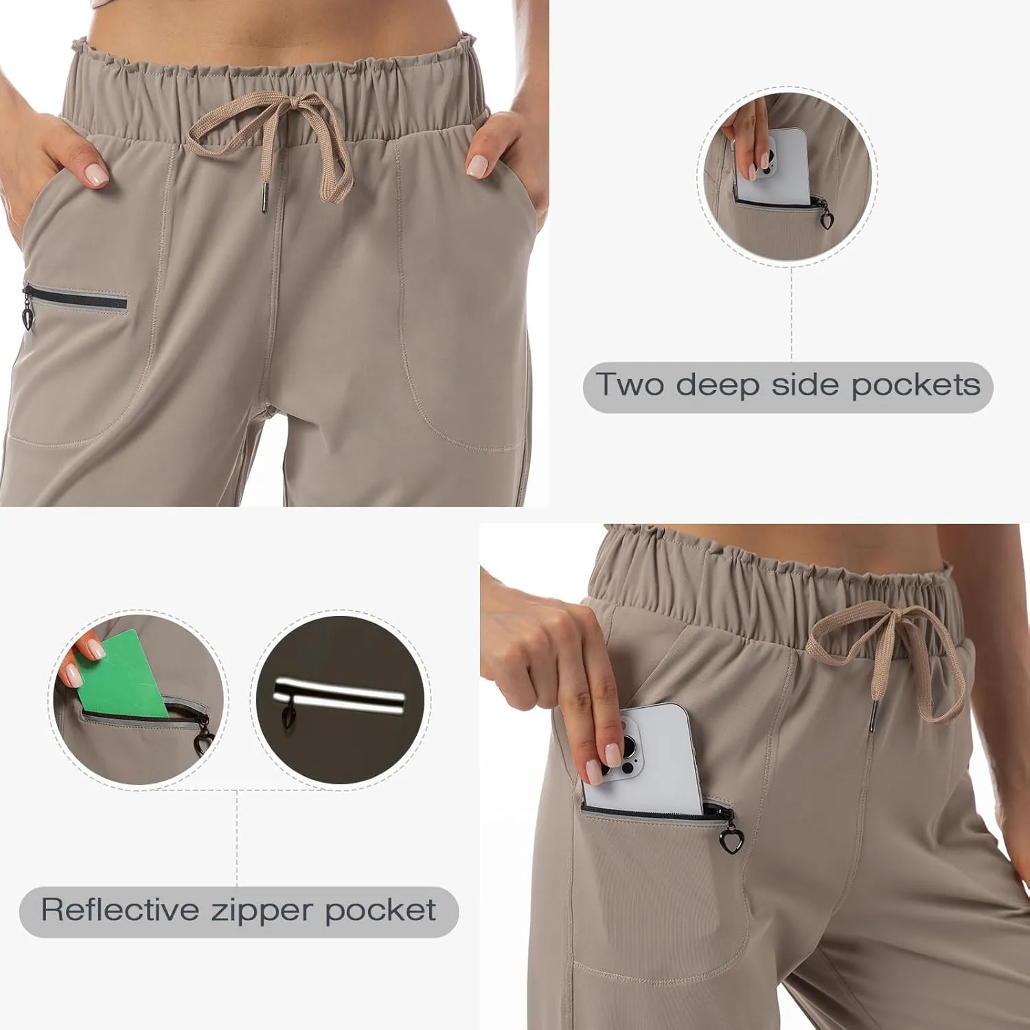 Haowind Joggers for Women with Pockets Elastic Waist Workout Sport Gym Pants Comfy Lounge Yoga Running Pants
