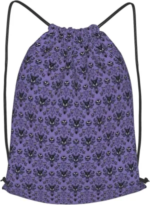 Haunted Mansion Drawstring Cinch Backpack Polyester Sack Pack String Bag For Hiking Camping Adventure