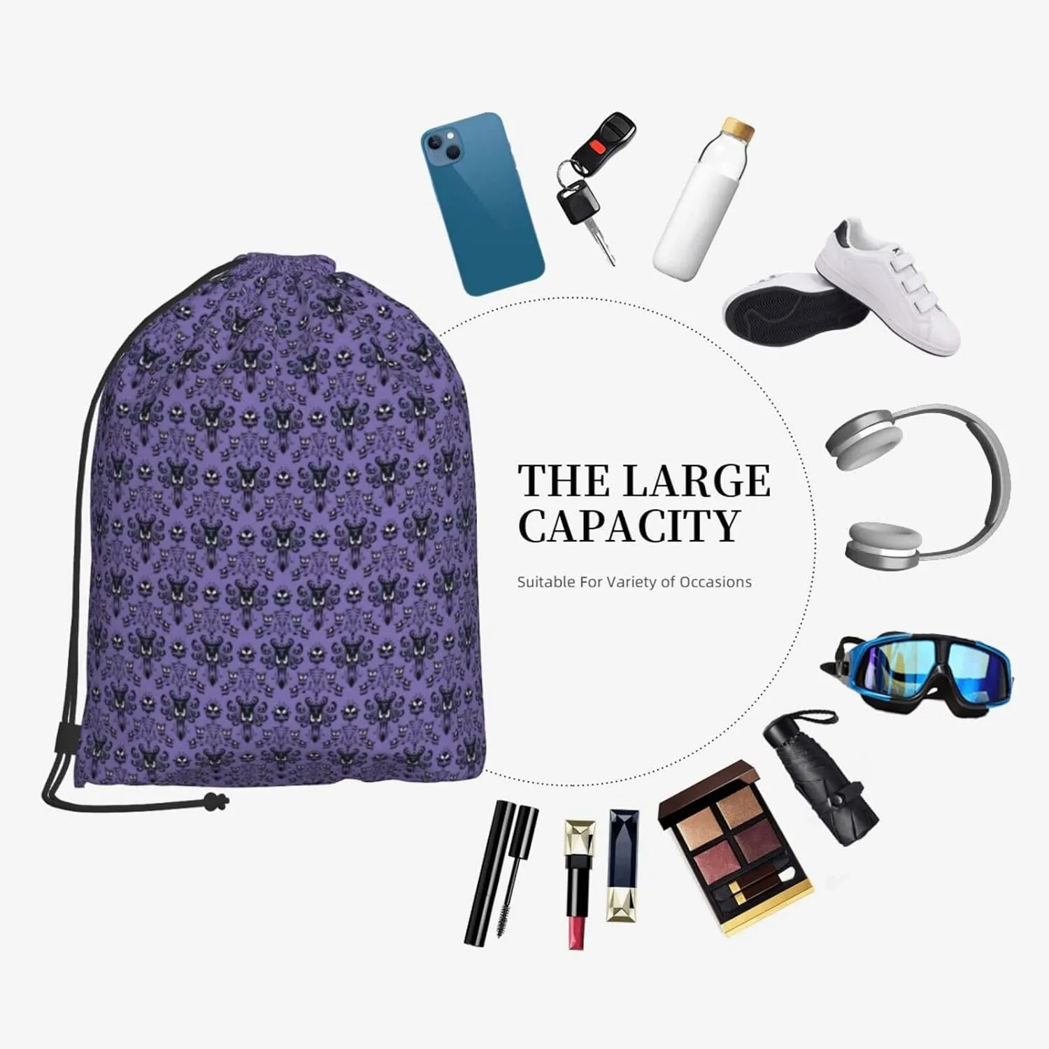 Haunted Mansion Drawstring Cinch Backpack Polyester Sack Pack String Bag For Hiking Camping Adventure