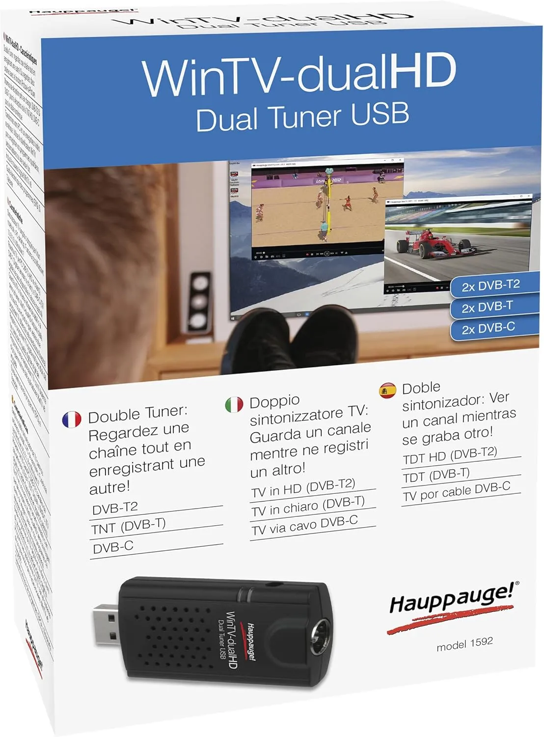 Hauppauge TV-Tuner WinTV-dualHD USB Stick DVB-C/T2/T mit FB