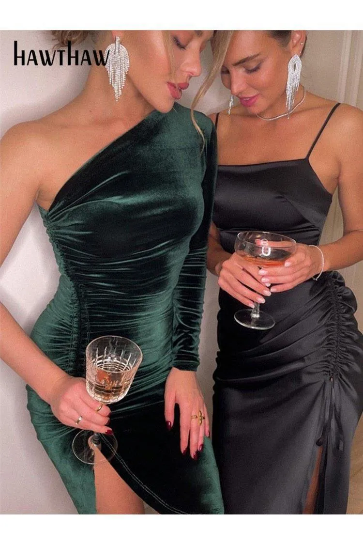 Hawthaw Women Elegant Long Sleeve Party Evening Dress